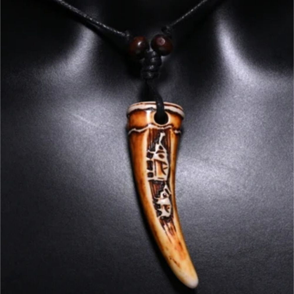 Elephant necklace tribal horn shape tooth necklace